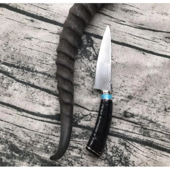 Нож коллекционный для охоты, рыбалки Дамаск XCD188 + Кожаный чехол