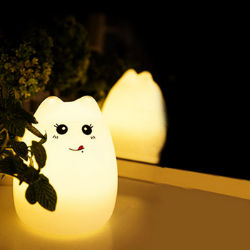Силиконовый ночник котик детский LED лампа 7 цветов SS-87