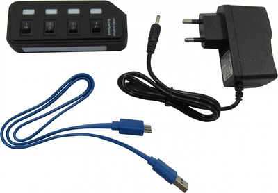 USB-хаб Lapara USB 3.0 4 порти з 4-ма вимикачами та БП (LA-USB305)
