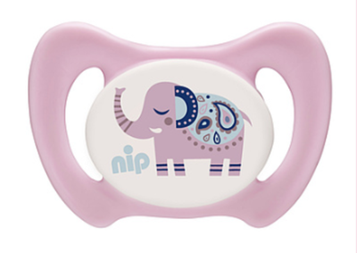 Пустышка Nip Miss Dent №3 Слон, 13-32 мес., розовый (31802)