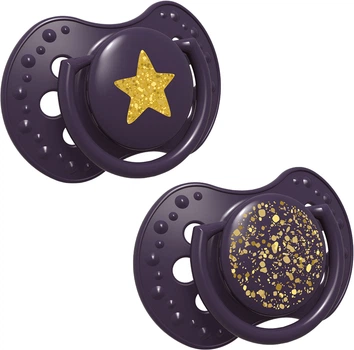 Пустышка силиконовая динамическая Lovi Stardust 3-6 месяцев 2 шт Фиолетовая (22/893_violet)
