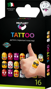 Пластир медичний Milplast Tattoo Стерильний 16 шт (10 шт - 6 х 2 см, 6 шт - 7 х 3.8 см) (118957)