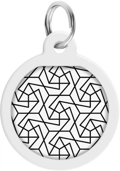 Адресник для собак и котов металлический Collar WAUDOG Smart ID c QR паспортом, рисунок "Геометрия", круг, Д 25 мм (0625-0202)