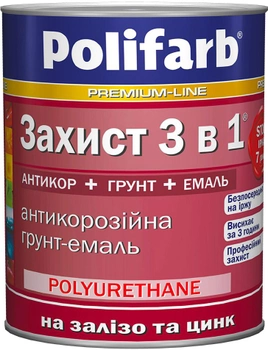 Антикоррозионная грунт-эмаль Polifarb Защита 3в1 0.9 кг Красно-коричневая (PB-108853)
