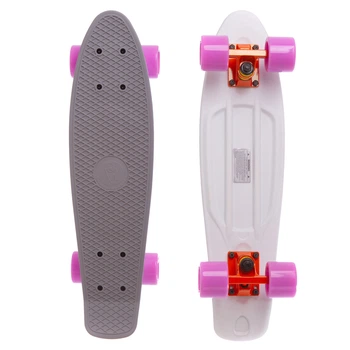 Скейтборд пластиковый Penny RUBBER SOFT TWIN FISH 22in двухцветная дека (серый-белый) (SK-410-1)