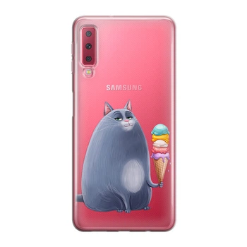 Тонкий cиликоновый чехол Unique Covers на Samsung Galaxy A7 2018 с котом Хлоя (2045 Galaxy A750)