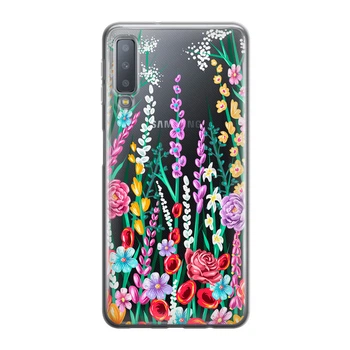 Тонкий cиликоновый чехол Unique Covers на Samsung Galaxy A7 2018 полевые цветы (1967 Galaxy A750)