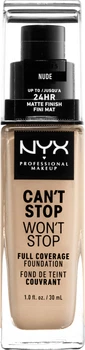 Рідка тональна основа NYX Professional Makeup Can`t Stop Won`t Stop 24-Hour 6.5 Soft Nude 30 мл (800897157227)