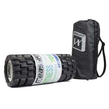 Массажный ролик EasyFit Grid Roller EF11 33 см черный в чехле (роллер, валик, цилиндр для МФР и йоги, массажер для спины, ног, рук, шеи)