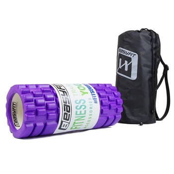 Массажный ролик EasyFit Grid Roller EF11 33 см фиолетовый в чехле (роллер, валик, цилиндр для МФР и йоги, массажер для спины, ног, рук, шеи)