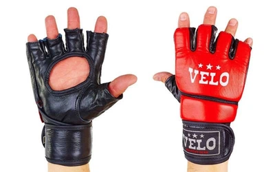 Перчатки для смешанных единоборств MMA кожаные VELO р S Красные