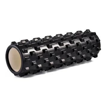 Массажный ролик EasyFit Grid Roller PRO 45 см черный (ролик-валик для МФР и йоги, массажер для спины, ног, рук, шеи)