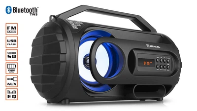 Колонка REAL-EL X-710 Black Refurbished (bluetooth, подсветка, TWS, USB, Micro SD)