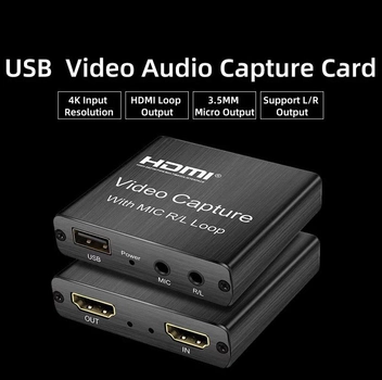 Внешняя карта HDMI в USB 2.0 видеозахвата c микрофонным входом и выходом на наушники, устройство видео оцифровки ( HDMI Video Capture USB2.0 AY103_Mic/line )
