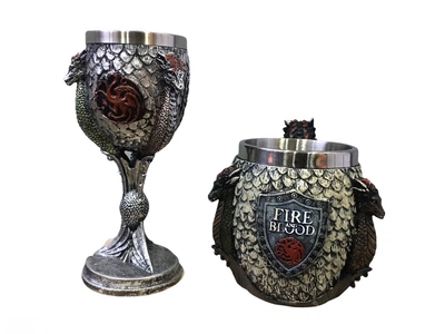 Подарочный набор кружка и чашка Готика 3D Игра Престолов Game Of Thrones Fire And Blood Дом Таргариен 400/200 мл