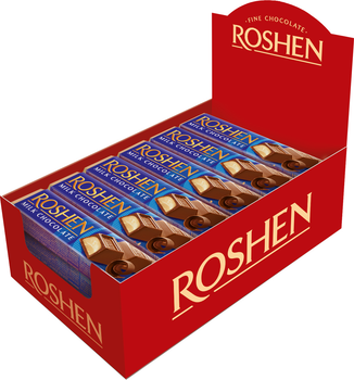 Упаковка шоколадних батончиків Roshen Батон молочно-шоколадний з начинкою крем-брюле 43 г х 30 шт (4823077613647)