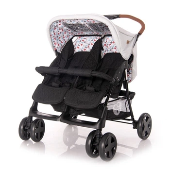 Детская коляска для двойни Lorelli Twin Серо-черная
