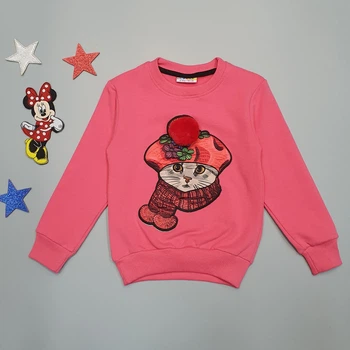Утепленный свитшот "Кошечка" Hacali kids для девочки 110 см Розовый 18656