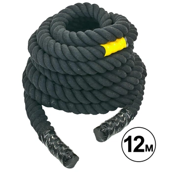 Канат для кросфіту SP-Planeta COMBAT BATTLE ROPE UR (хлопок, l-12м, d-4см, чорна) (R-6228-12)