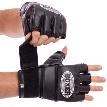 Перчатки для змішаних єдиноборств MMA шкірвініл BOXER (р-р M, Чорний) (5021_Чорний_M)