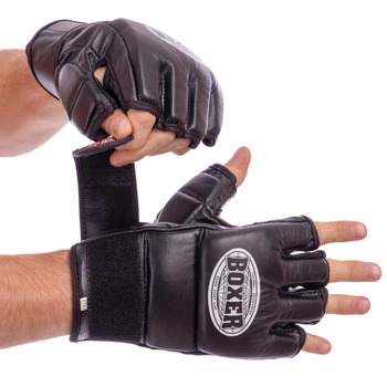 Перчатки для смешанных единоборств MMA кожаные (р-р M, Черный) (5020_Черный_M)