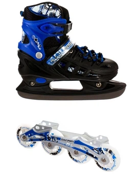 Раздвижные детские ролики-коньки Scale Sports (2в1), размер 29-33, Сине-черные