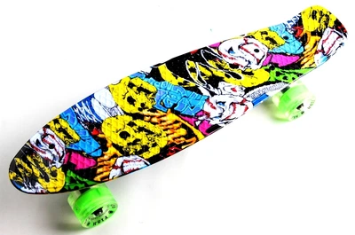 Пенни борд (Penny Board) 22" "Fish" со светящимися колесами и рисунком, Joker