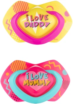 Пустушка силіконова симетрична Canpol babies Neon love 0-6 місяців 2 шт. Рожева (22 / 652_pin)