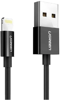 Kabel Ugreen US155 USB-A 2.0 — Lightning MFI 1 m Nickel Plated Black (90402190)