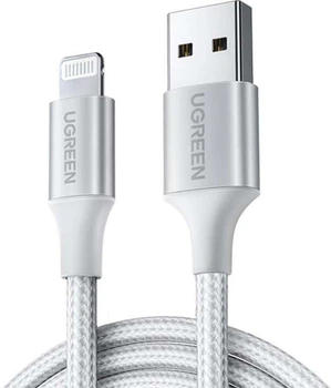 Kabel Ugreen US291 USB Type-A 2.0 - Lightning, MFI, 1.5 m Biały (6957303861620)