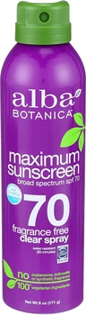 Солнцезащитный спрей Alba Botanica Maximum Прозрачный без запаха SPF 70 для взрослых и детей от 6 месяцев 171 г (724742004392)