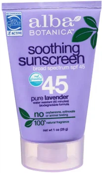 Солнцезащитный лосьон Alba Botanica Лаванда Успокаивающий SPF 45 для взрослых и детей от 6 месяцев 113 г (724742003937)