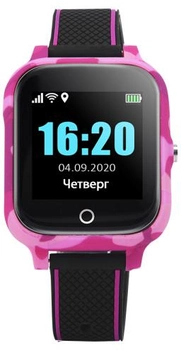 Детские телефон-часы с GPS трекером GOGPS ME Т01 Pink-Black (T01RD)