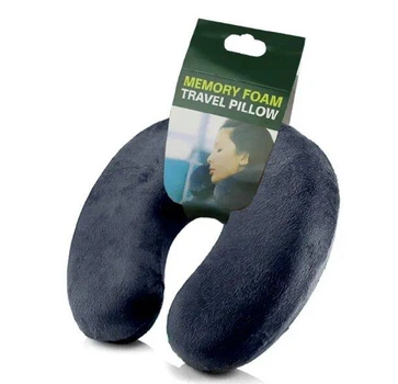 Ортопедическая дорожная подушка подкова в самолёт авто Memory Foam Travel Pillow черная (NJ-198)