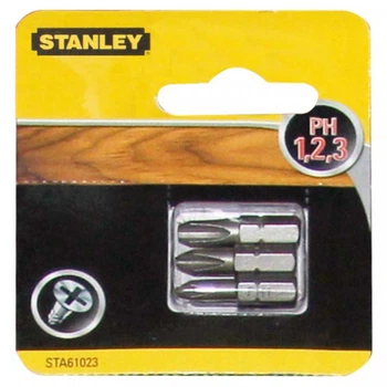 Биты в наборе 3ед. (Ph 1, 2, 3 L=25 мм) STA61023 Stanley