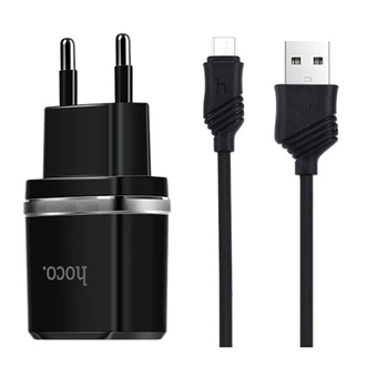 СЗУ HOCO 2 usb 2.4 A + кабель Micro USB (C12) черный