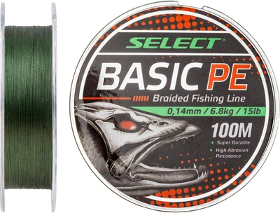 Шнур Select Basic PE 100 м 0.08 мм 8 lb / 4 кг Темно-зеленый (18702759)