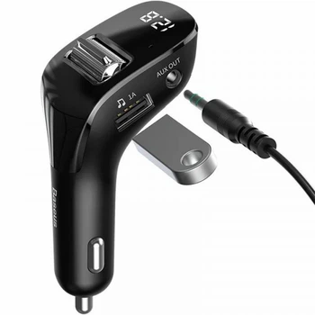 Автомобильное зарядное устройство FM модулятор трансмиттер Baseus Streamer F40 AUX Wireless MP3 Bluetooth