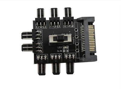 Хаб сплиттер OEM для питания 8 вентиляторов 12В 3pin от Sata, майнинг (114557)