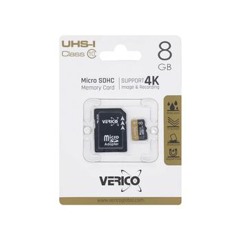 Карта пам'яті microSD 8 Гб Verico з адаптером class 10