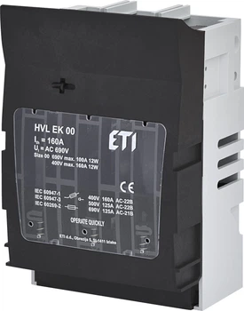 Роз'єднувач запобіжника ETI HVL EK 00 3p 160А 690В M8-M8 1701250