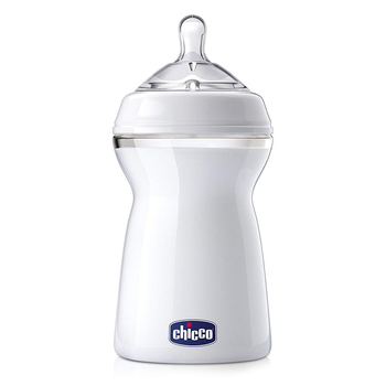 Пляшечка для годування Chicco - Natural Feeling (80737.00) 330 мл / 6 міс.+, пластик, соска силікон (швидкий потік), прозорий