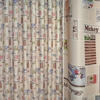 Софт блэкаут газетка детская Mickey на бежевом светлом фоне, ш.280 (32113.005)