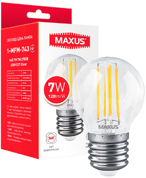 Світлодіодна лампа Maxus G45 FM 7W 2700K 220V E27 Clear (1-MFM-743)