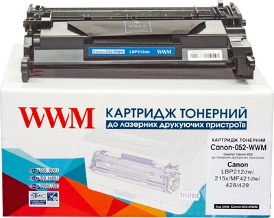 Картридж WWM для Canon LBP212dw/215x/MF421dw/428/429 аналог Canon 052 Black (Canon-052-WWM)
