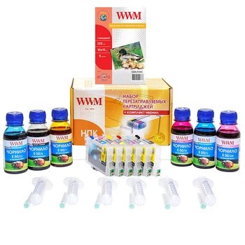 ПЗК Перезаправляемые Картриджи для Epson Stylus Photo R300 WWM B/C/M/Y/LC/LM 6х100г RC.T048