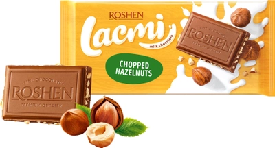 Упаковка шоколаду Roshen Молочний з подрібненими лісовими горіхами 90 г х 24 шт. (4823077629167)