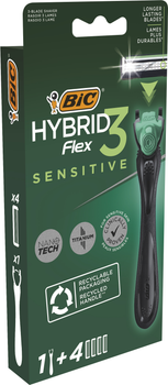 Станок для гоління чоловічий BIC Flex 3 Hibrid Sensitive з 4 змінними картриджами (3086123644977)