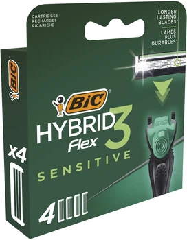 Змінні картриджі для гоління (леза) чоловічі BIC Flex 3 Hybrid Sensitive 4 шт. (3086123644878)