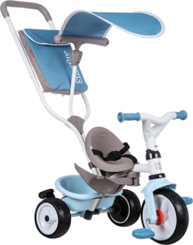 Детский велосипед Smoby Toys металлический с козырьком багажником и сумкой Голубой 66х49х100 см (741400) (3032167414007)